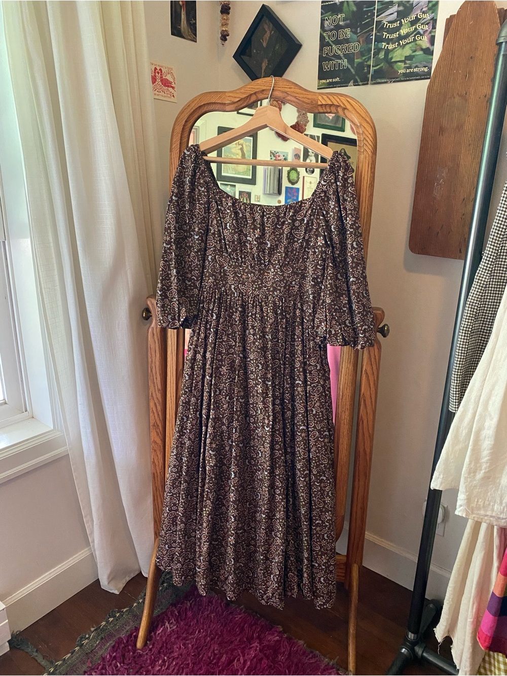In Loom Floral Paisley Dress in in Brown Sz L - Picture 4 of 8